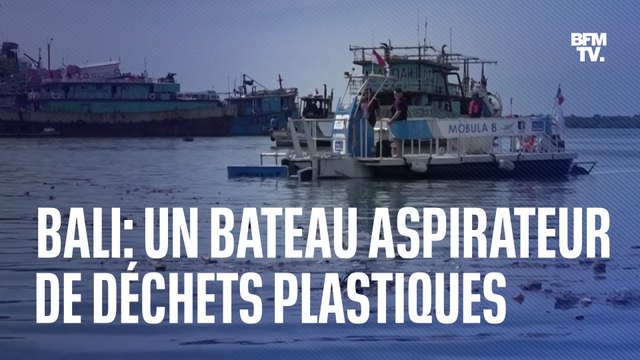 Un bateau aspirateur de déchets plastiques pour lutter contre la pollution aquatique à Bali, en Indonésie