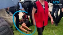 Senator Lidia Thorpe thrown to ground by police