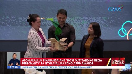 Atom Araullo, pinarangalang "Most Outstanding Media Personality" sa 18th Lasallian Scholarum Awards | UB