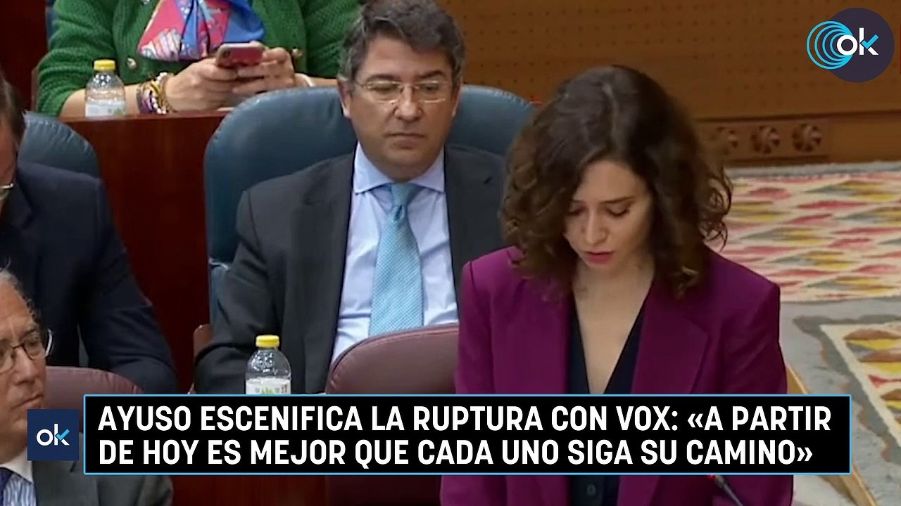 Ayuso escenifica la ruptura con Vox: «A partir de hoy es mejor que cada uno siga su camino»
