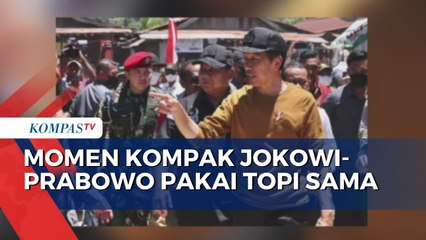 Kompak! Jokowi dan Prabowo Pakai Topi Sama Saat Sapa Pedagang di Papua