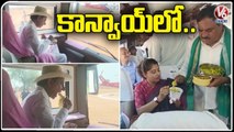 CM KCR Having Lunch In Convoy Along With Ministers | V6 News (1)