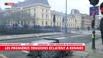 Retraites: Tensions en ce moment à Rennes entre des manifestants et les forces de l'ordre qui font usage de gaz lacrymogène - Regardez