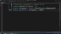 Convertir kilogramos a gramos en C#