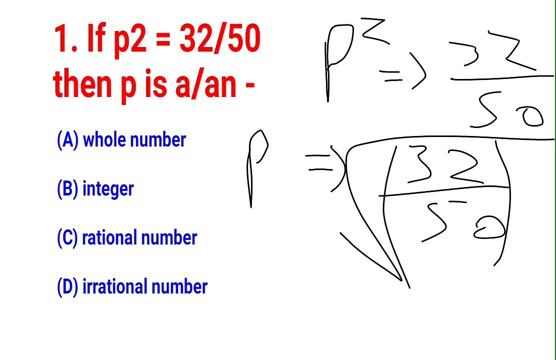 If p2 = 32/50 , then p is a/an -