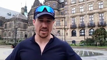 Made in Chelsea star Joshua Patterson after his 25th consecutive marathon right here in Sheffield.