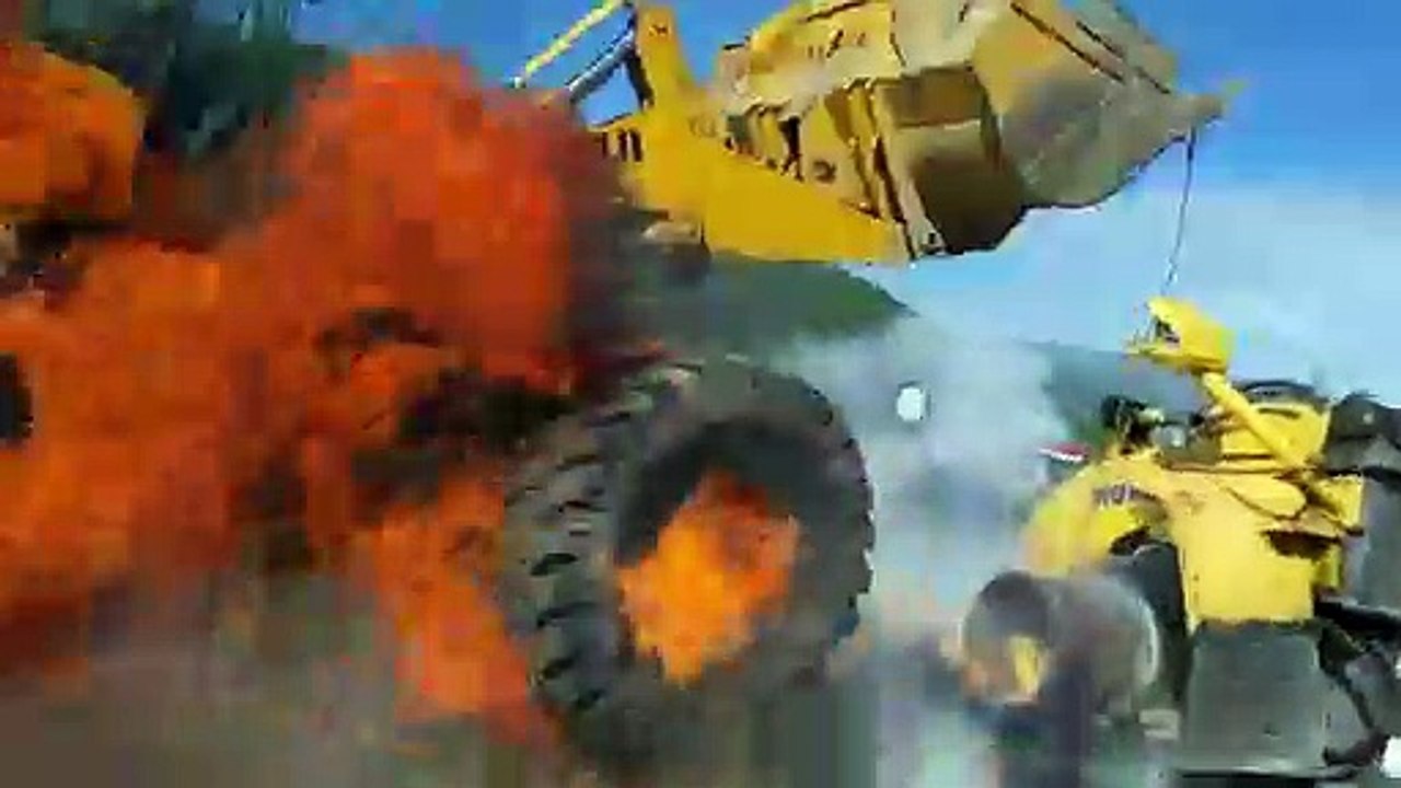 Guys Remove Bulldozer Tire