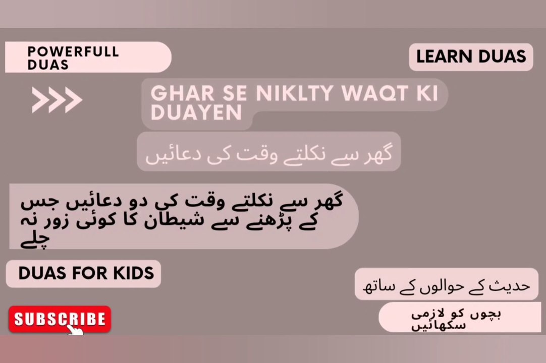 Ghar se niklne ki dua | Duas for kids |Learn duas for Muslims | Ghar se niklty waqt ki dua