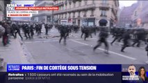 Paris: situation très tendue avenue de l'Opéra en marge de la manifestation contre la réforme des retraites