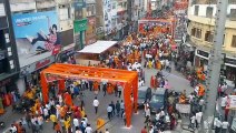 City residents dressed in saffron clothes arrived in the procession