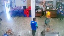 Câmera registra homem quebrando objetos em supermercado no Jardim Presidente