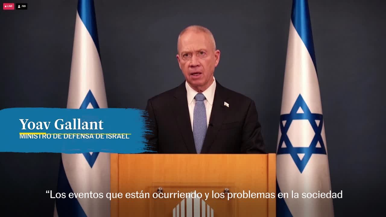 El ministro de Defensa de Israel: "Se debe detener el proceso legislativo y sentarnos a hablar"
