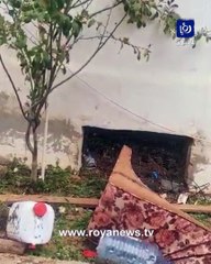 مشهد من الأضرار التي خلفتها الأمطار في محافظة الطفيلة