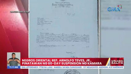 Negros Oriental Rep. Arnolfo Teves, Jr., pinatawan ng 60-day suspension ng Kamara | UB