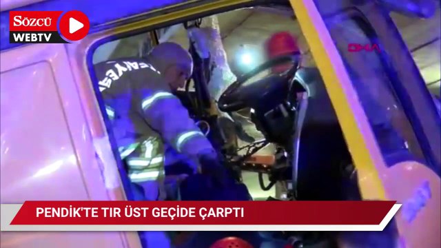 Pendik’te TIR üst geçide çarptı: 1 yaralı