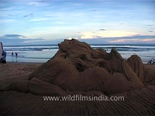 Puri Beach famous for its sand art and magnificent sunset view