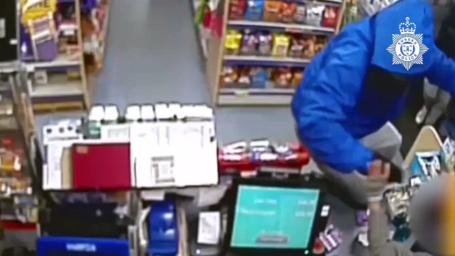 Watch as masked robbers assault Shoreham shopkeeper in dramatic CCTV footage
