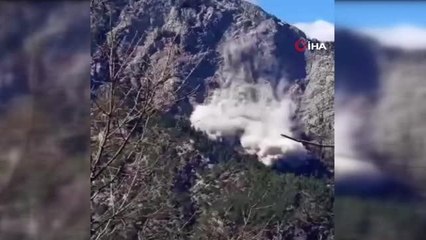 Düldül Dağı'ndan kopan kaya kütlelerinin tozu ortaya insan silüeti çıkardı