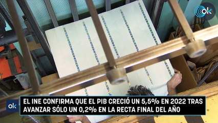 El INE confirma que el PIB creció un 5,5% en 2022 tras avanzar sólo un 0,2% en la recta final del año