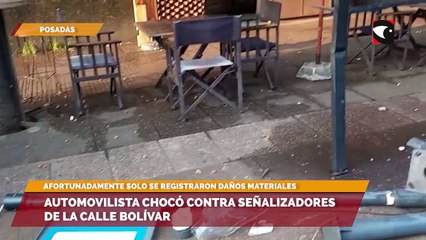 Automovilista chocó contra señalizadores de la calle Bolívar