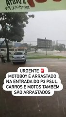 Motociclista fica ferida após enxurrada em Ceilândia