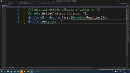 Convertir metros cúbicos a litros en C#