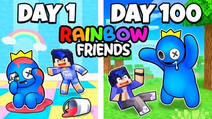 100 Surviving 100 Days as Rainbow Friends in Minecraft! 🌈