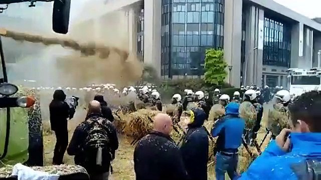 Netherlands is seizing privately owned farm land. In protest, Dutch farmers are spraying government buildings and riot police with MANURE! We could learn from the Dutch.