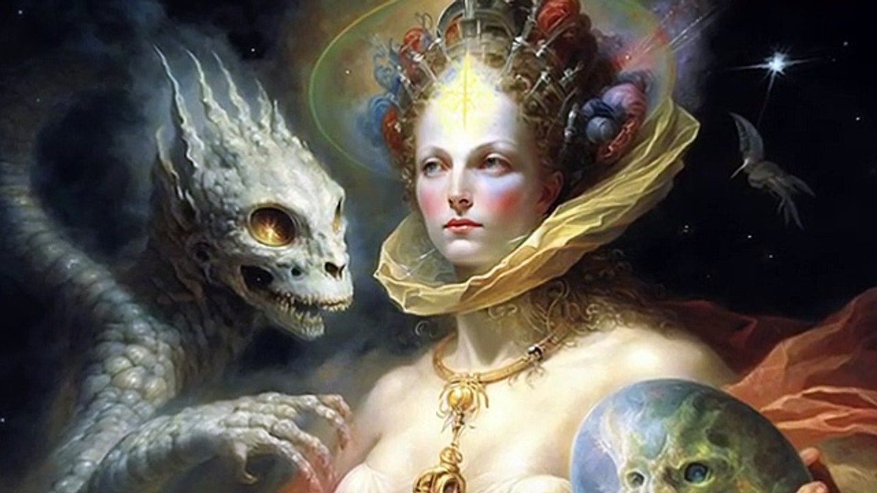 Alien goddesses and demonesses. Midjourney's artworks in the manner of an old paintings