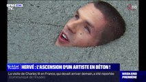 L'artiste Hervé se plonge dans du béton pour son nouveau clip