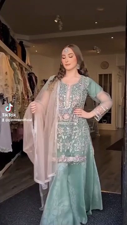 Net Fabric Mirror Work Stone Work Pearl Work Beautiful Tassels Organza Sharara net Dupatta Embroidery...