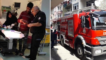 Sobadan çıkan yangında 2'si bebek 3 kişi ağır yaralandı