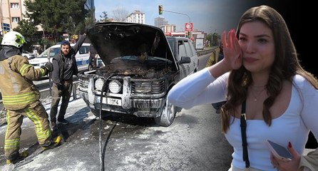 Kadıköy’de aracı yanan sürücü gözyaşlarına boğuldu