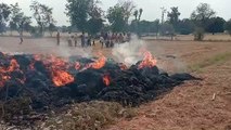 Three acres of crop kept for threshing burnt to ashes