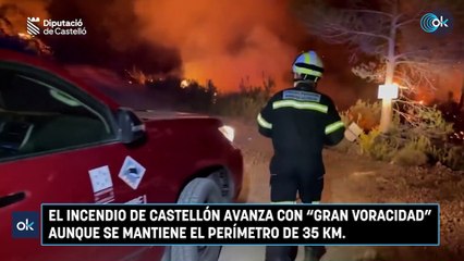 El incendio de Castellón avanza con gran voracidad aunque se mantiene el perímetro de 35 km.