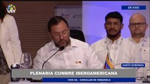 Representante de Maduro denunció las sanciones de Estados Unidos en la Cumbre Iberoamericana