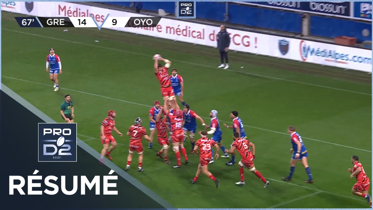 PRO D2 - Résumé FC Grenoble Rugby-Oyonnax Rugby: 24-28- J25 - Saison 2022/2023