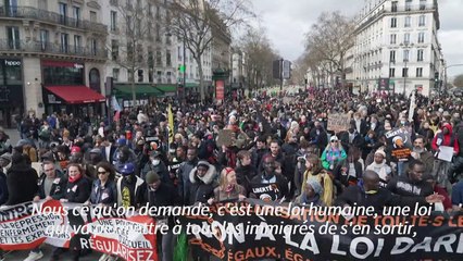 Des centaines de manifestants contre le projet de loi immigration à Paris