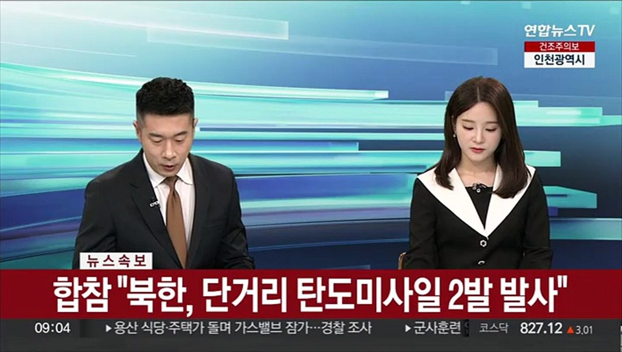[속보] 합참 "북한, 단거리 탄도미사일 2발 발사"