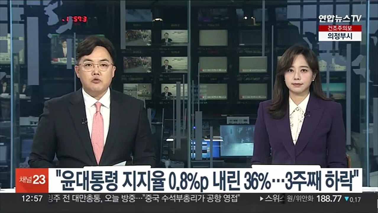 리얼미터 "윤대통령 지지율 0.8%p 내린 36%…3주 연속 하락"