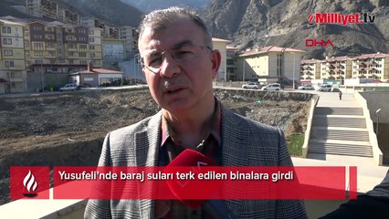Yusufeli’nde baraj suları terk edilen binalara girdi