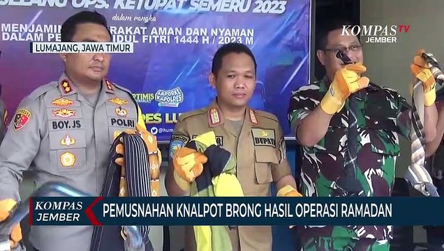 Polres Lumajang Musnahkan 190 Knalpot Brong Hasil Operasi Ramadan