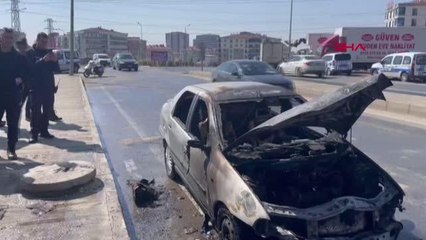 ÇORLU'DA SEYİR HALİNDEKİ OTOMOBİL YANDI