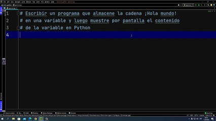Escribir un programa que almacene la cadena ¡Hola mundo! en una variable y luego... en Python
