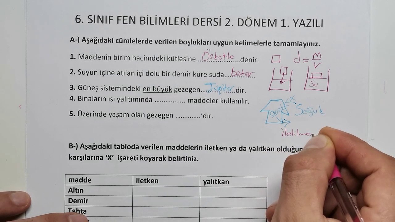 6.Sınıf FEN Bilimleri 2.Dönem 1.Yazılı Soruları ve Çözümü ‍ #2023