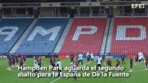 La selección española se entrena en Glasgow para enfrentarse a Escocia el martes