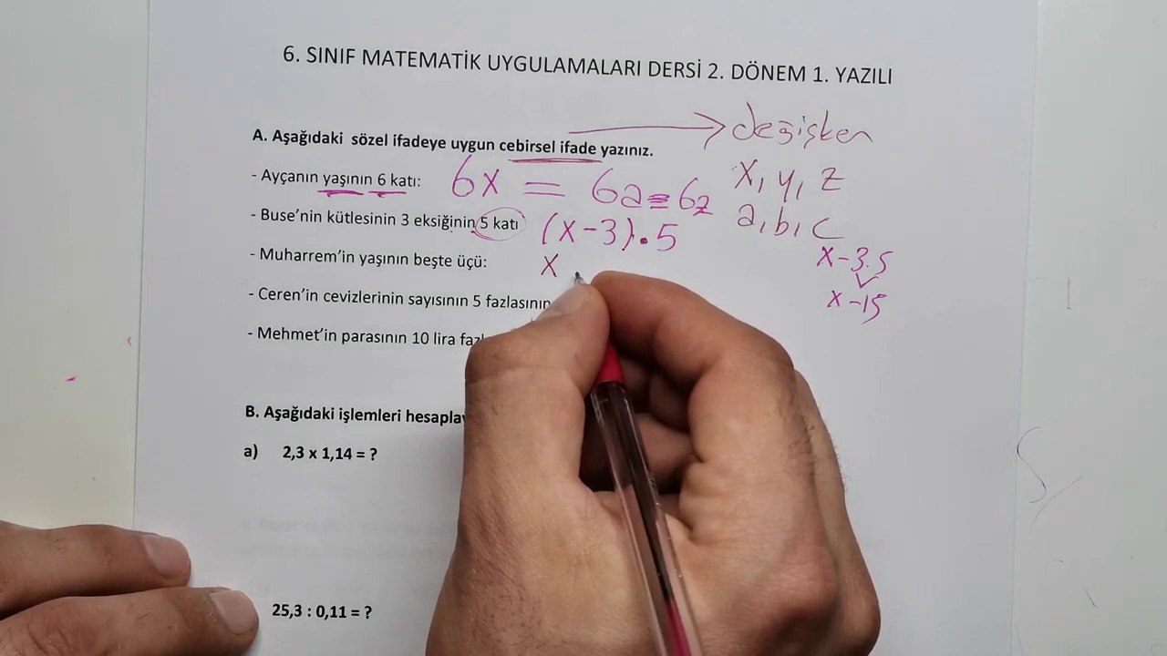 6.Sınıf Seçmeli Matematik Dersi 2.Dönem 1.Yazılı Soruları ve Cevapları