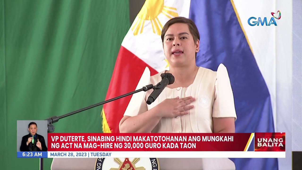 VP Duterte, sinabing hindi makatotohanan ang mungkahi ng ACT na mag-hire ng 30,000 guro kada taon | UB