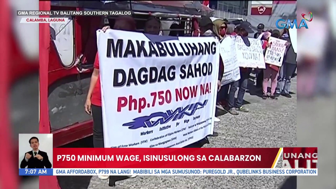 P750 minimum wage, isinusulong sa Calabarzon | UB