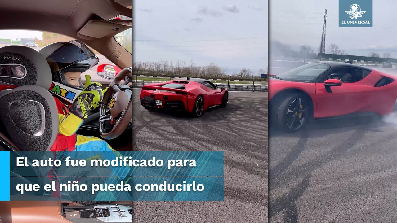 Niño turco de 3 años maneja y derrapa un Ferrari como un profesional